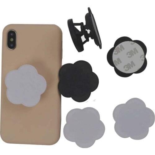 10-100pcs Plum blossom concave mobile phone holder folding stretch bracket DIY rotating phone finger ring holder with sticker