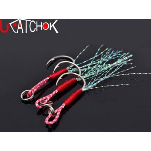 10pcs/pack 10#-20# Origin jigging assist hook overweight hook boat jig bait fishing line rope thread assistant hook fish tackle