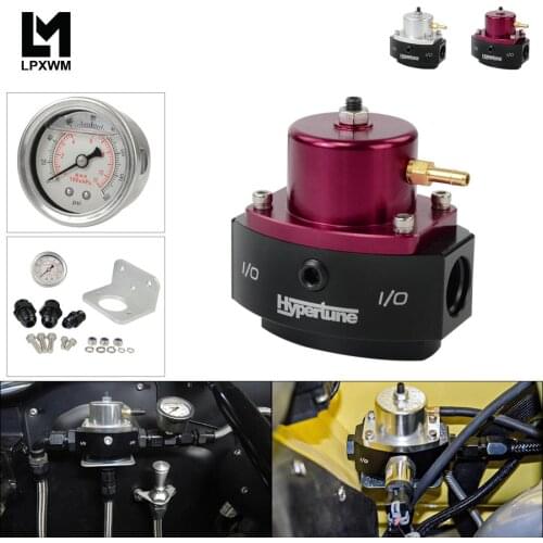 12-880 E85 Compatible Return Adjustable Style Billet Aluminum Bypass Fuel Pressure Regulator with AN6*1 AN8*2 Fittings