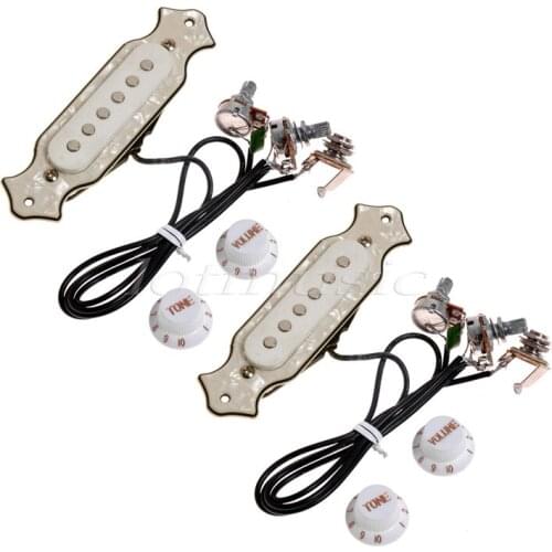 2X Magnet Acoustic Electric Guitar Pre-Wired Soundhole Pickup Set Jack Knobs