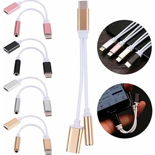 2 In 1 Type C Adapter For Huawei P40 Mate40 P30 Mate30 Nova 7 8 6 5G Xiaomi Oneplus USB C To 3 5 mm Jack Audio Charging Splitter