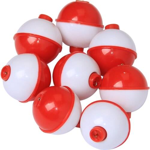 25 pcs/Lot Fishing Bobber Hard Plastic ABS Snap on Float Push Button Round Floats Fish Tackle Accessories Size:1/1.25/1.5/2 Inch