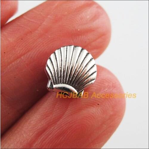 30 New Tiny Shell Charms Tibetan Silver Tone Ocean Spacer Beads 8.5mm