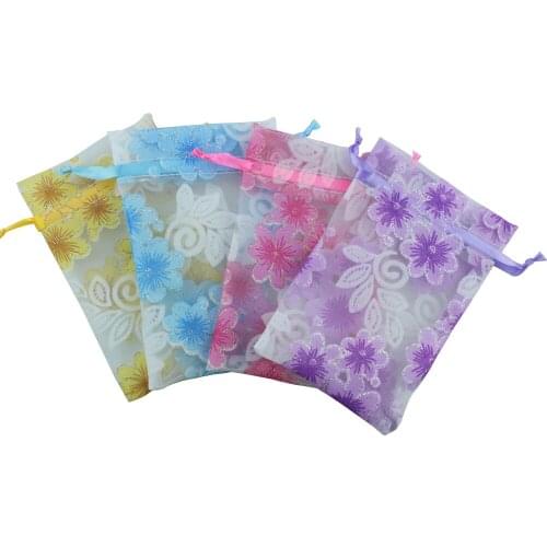 50pcs/lot) Christmas Sequins print organza bag for wedding gift packaging organza pouch customize any size
