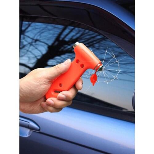 2021 Car Safety Hammer Spring Type Escape Hammer Window Breaker Punch Seat Belt Cutter Hammer Key Chain Auto Accessories New