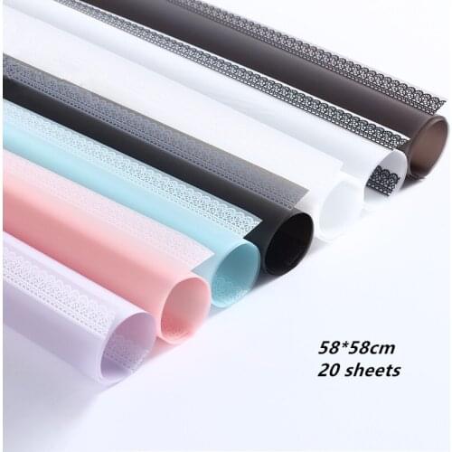 20pcs/lot Korean Lace Foggy Paper 58*58cm Romantic Candy Color Flower Gift Wrapping Paper Florist Bouquet Packing Paper