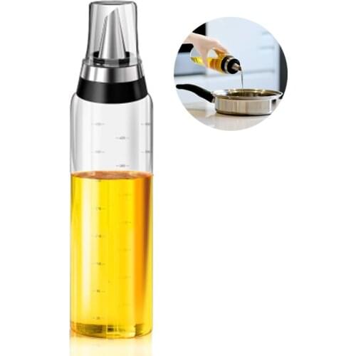 Premium Olive Oil Bottle No Drip Glass Oil Pourer Kitchen Vinegar And Sauce Container Measuring Spout Bottle 350-500ML