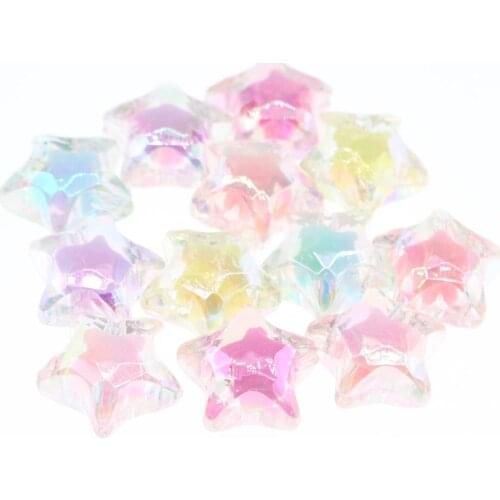 CHONGAI 20Pcs Acrylic Lovely Star Rainbow Candy Beads AB Beads in Beads For Jewelry Making DIY Necklace Craft 20mm