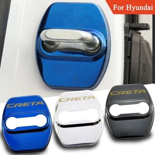 FLYJ 4PCS Car Door Lock cover Protect Buckle Cover Latch Stop Anti Rust Car accessories For Hyundai creta Car sticker
