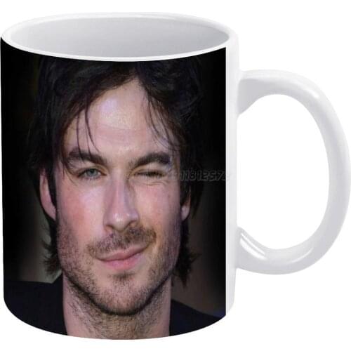 Ian Somerhalder Wink White Mug 11oz Ceramic Tea Cup Coffee Mug Friends Birthday Gift Ian Somerhalder Wink New Hot Wow Nice S
