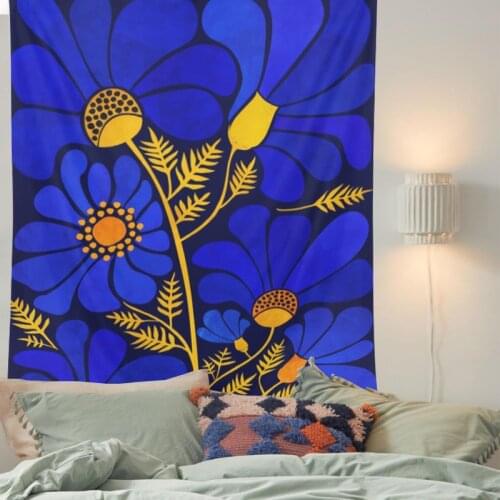 Indian Mandala Tapestry Floral Wall Hanging Tapestries Hippie Bohemian Blue Shawl Yoga Mats Big Flower Daisy Wall Carpet Decor