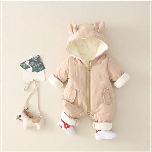 Childrens baby kids cotton-padded clothes cartoon hooded winter jumpsuits boys girls climb wear thick coat comfortable fashion