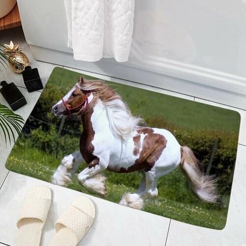 CLOOCL American Paint Horse House Doormat Bedroom Decor 3D Print Animal Floor Door Mat Non-Slip Soft Flannel Carpet Outdoor Mat