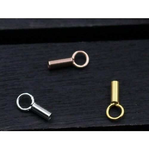 925 Sterling Silver Round Leather Cords End Cap Fit 1mm Rose Gold/Gold Color Metal Connector Clasps DIY Necklace Jewelry Making