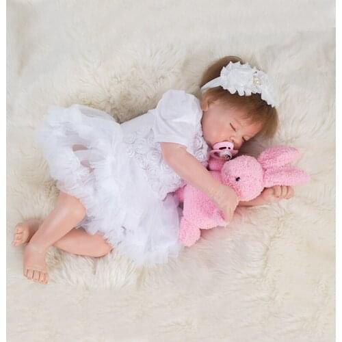 20 Inches Reborn Doll Silicone Toys for Girl Bebe Reborn Baby Doll Toddler Girl Sleeping Baby Toys for Children Brinquedos