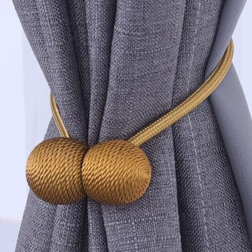 Magnetic Ball Curtain Buckle Clips Simple Tie Rope Backs Curtain Hook Holders Solids Color Curtain Clips Home Decor Accessories