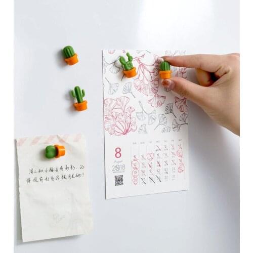 Mini Cactus Shape Magnet Message Note Memo Holder Refrigerator Magnetic Sticker Home Decor 6PCS