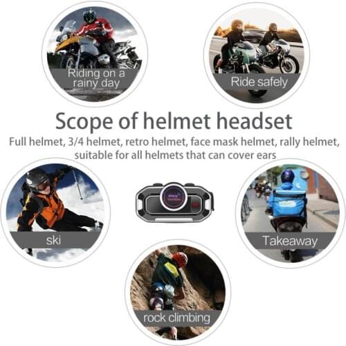 V9 Motorcycle Helmet Headphone With Mic，FM Radio Voice Wake Up Call Automatically Answer Bluetooth 5.0 Waterproof Headset