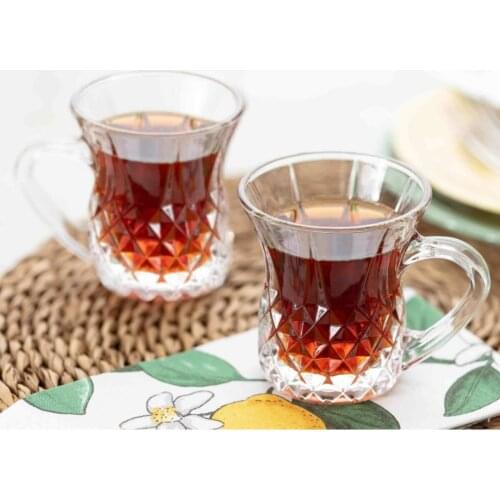 Set of 4 Turkish Tea Cups High Quality Glasses 5 O'clock Presentation for Serving Four Person 140ml