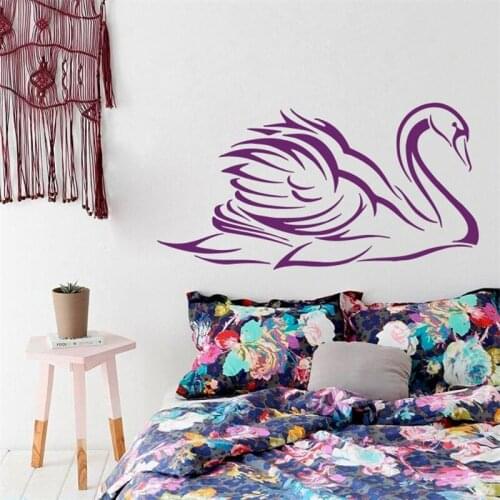 Wall Decals Bird Swan Lake Doodle Pattern Nature Vinyl Decal Home Décor Bedroom Nursery Childrens Room Murals Sticker HY1452