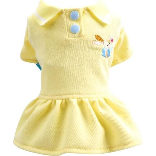 Pet Clothes Princess Sportive Dog Dress Shirt Teddy Pomeranian Terrier Cartoon Embroidery