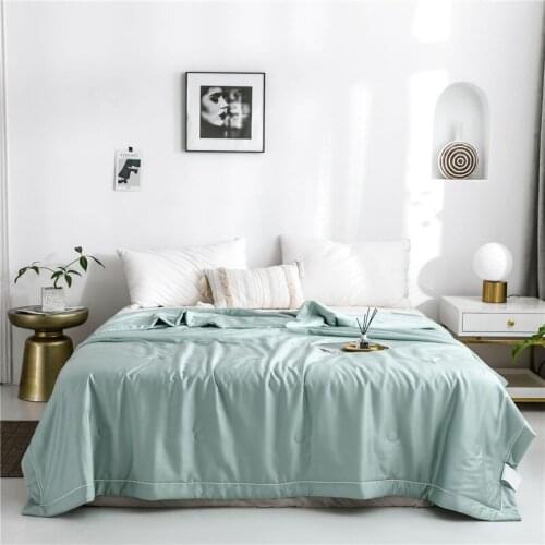 Solid Green Air Conditioning Quilt Comforter Super Breathable Modal Tencel Summer Nap Quilt Single Double Adult Children Quilt