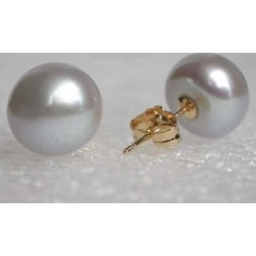 Huge Real south sea 10-11mm golden natural pearl earring