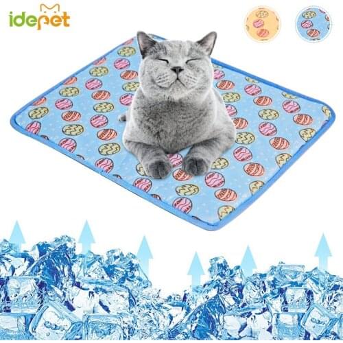 3 Sizes Summer Cat Cooling Mat Dog Ice Pad Cool Cold Silk Pet Bed Moisture-Proof Cooler Sofa Mats Portable Sleeping Pet Product