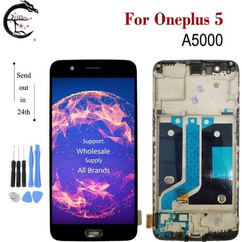 OLED LCD With Frame For Oneplus 5 A5000 LCD Display Screen Touch Panel Digitizer Assembly For OnePlus 5 1+5 1+ Five Full Display