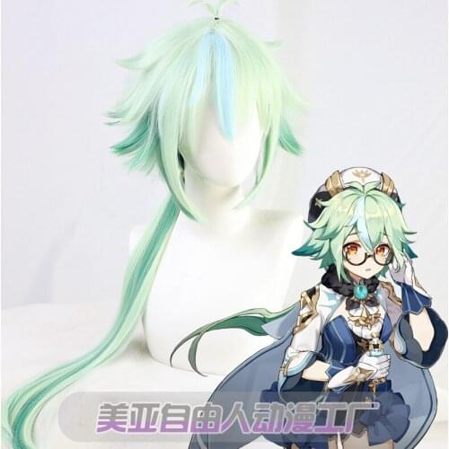 Game Genshin Impact Sucrose Cosplay Costume Hair Wig Anime +wig cap