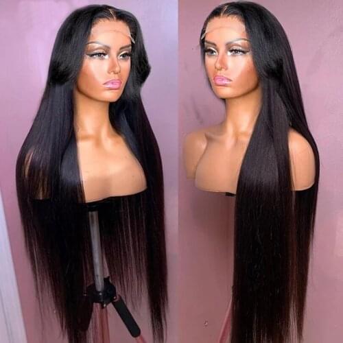 Straight 28 30 32 Inch Brazilian Remy Hair 13x6 Glueless Lace Front Human Hair Wigs For Black Women Pre Plucked 180 Density Long