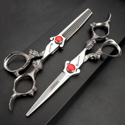Barber scissors 6 inch Japanese 440c barber special professional hairdressing scissors exquisite and sharp set