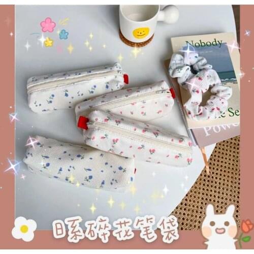 Fresh Style Pencil Bag Small Flowers Pencil Cases Cute Simple Pen Bag Storage Bags School Supplies Stationery