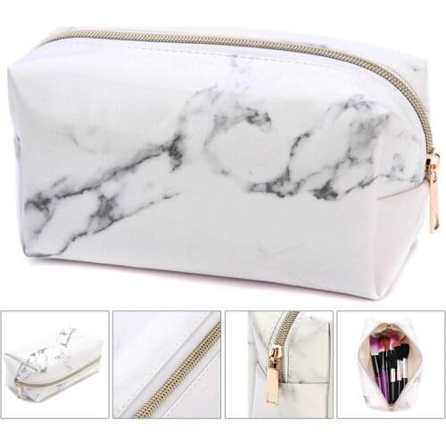 Creative Marble Pencil Cases For Girls Big Capacity PU Leather Cosmetic Bag School Office Supplies