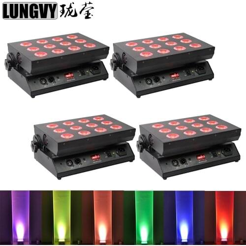 Free Shipping 4pcs/LOT 12x18w RGBWA+UV 6in1 Wireless Dmx Battery Led Wall Washer Flood Light For Event Wedding KTV Bar Dj Disco