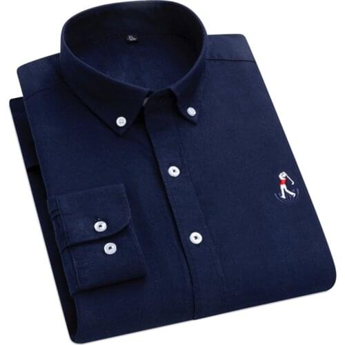 Aoliwen brand 2021 Men Oxford Cotton Fashion Casual Long Sleeve Shirts Retro Style High Quality Design Mens Dress Shirts Blouse