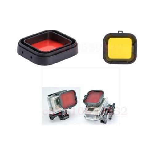 With tracking New 2 in1 Yellow & Red color Diving polarizer UV lens filter For Mini Camcorder GoPro hero 3+ Hero 4 Go pro