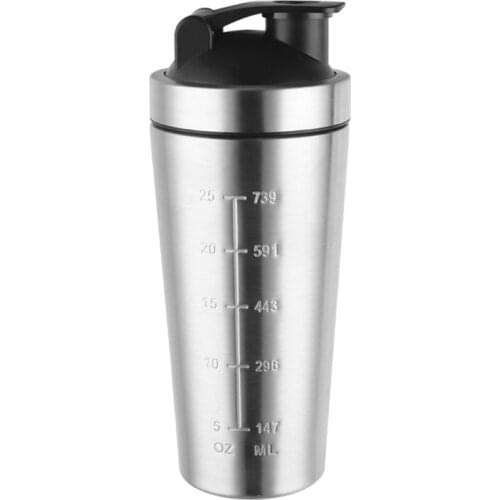 R2JC Stainless Steel Shaker Bottle Whey Protein Powder Mixing Bottles Sport Water Cup