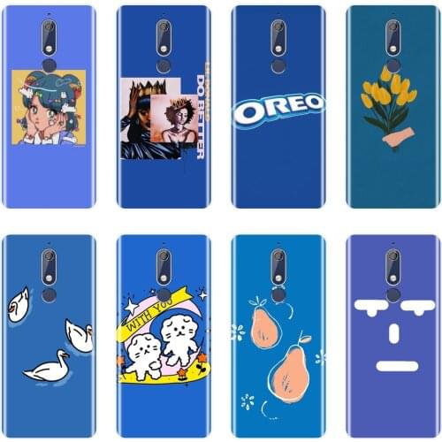 Flower Cat Blue Pear Cartoon Floral Cute Phone Case Silicone For Nokia 2.1 3.1 5.1 6.1 7.1 Plus Back Cover For Nokia 4.2 3.2