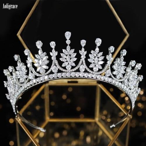 Vintage Full Cubic Zirconia Princess Queen Bridal Tiaras and Crowns for Wedding CZ Birthday Sweet 16 Pageant Bride Headpiece