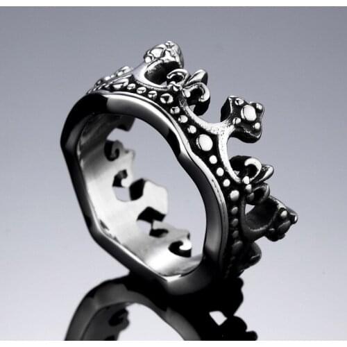 Vintage Mens Crown Hat Ring Punk Gothic Rock Roman Stainless Steel Fashion Jewelry Biker Accessories Boyfriend Gift Wholesale