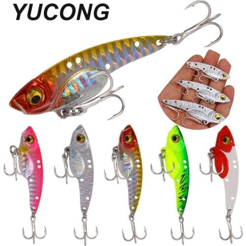 YUCONG 5PCS VIB Spinnerbaits 7.5-13g-18g Metal Jig Spoon Shore Cast Fishing Lures Bass Vibration Wobblers Swimbaits Vivid Pesca