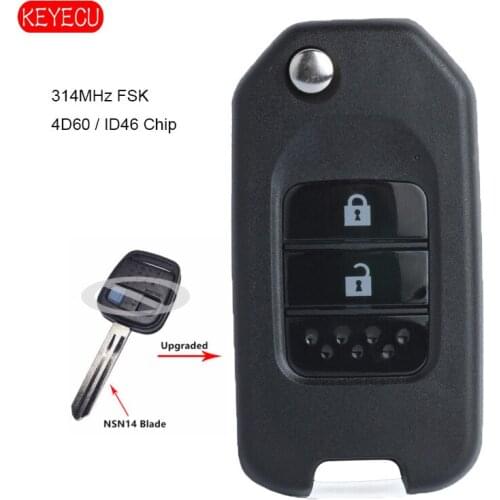 KEYECU Replacement Flip Upgraded Remote Key 314MHz FSK 2 Button for Nissan Qashqai Elgrand X-TRAIL NAVARA MICRA