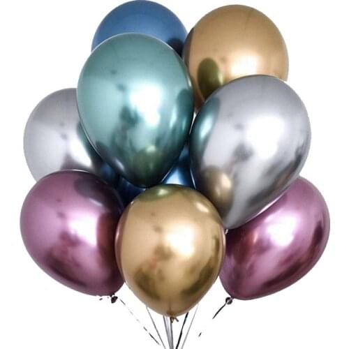 10pcs 12inch New Glossy Metal Pearl Latex Balloons Thick Chrome Metallic Colors Inflatable Air Balls Globos Birthday Party Decor