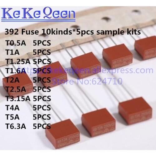 10kinds*5pcs=50pcs Square Plastic Fuse 392 0.5A 500mA 1A 1.25A 1.6A 2A 2.5A 3.15A 4A 5A 6.3A 250V LCD TV Power Board Fuse