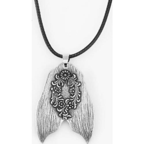 12pcs Handmade Mermaid Tail Pendant Necklace Silver Spoon Necklace Sea Whale Tail Jewelry