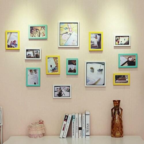 13 pcs European style photo wall composite wood photo frame living room picture frame wall creative wall sicker Home decore