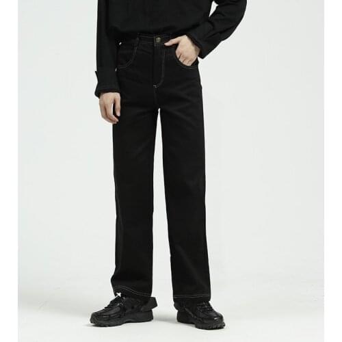 2021 New Men Vintage Causal Straight Jeans Trousers Male Women Streetwear Hip Hop Loose Basic Section Denim Pant