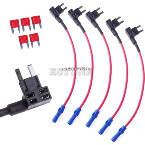 5Pcs/set Mini ATM Fuse Tap Adapter Circuit Wire Holder Electronic Device Car Auto Truck