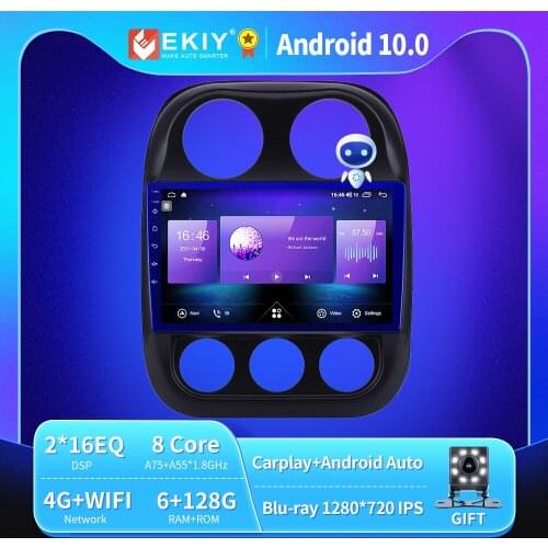 EKIY 8 Core 36EQ Car Radio For Jeep Compass 2010-2019 Android 9.0 Multimedia Video Player Navigation GPS Stereo BT no 2 DIN DVD